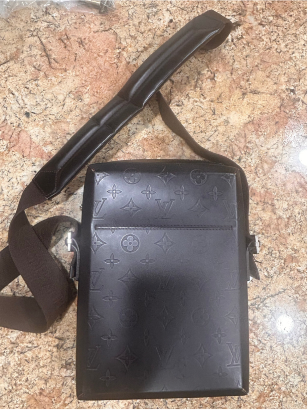 Louis Vuitton Monogram Embossed Messenger Bag - Black